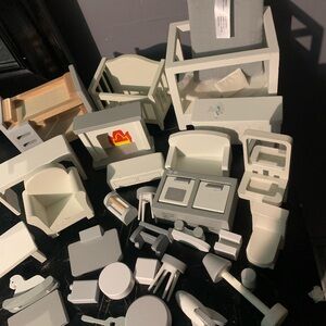 Pottery Barn Kids Wooden Dollhouse Furniture Lot Crib Bed Chair Kitchen Set